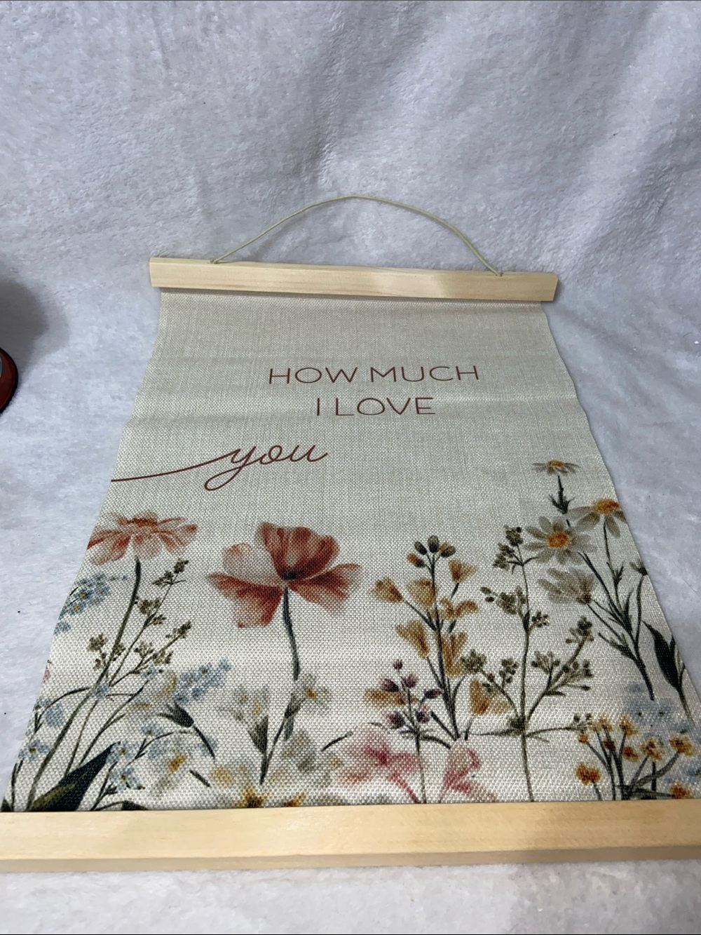 How Much I Love You Floral Wall Hanging - Cream and Pink